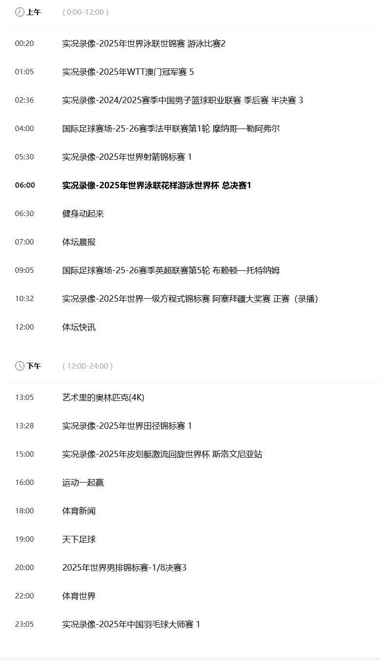 英超赛事！附9月22日！中央五套直播表:CCTV5、CCTV5+节目表